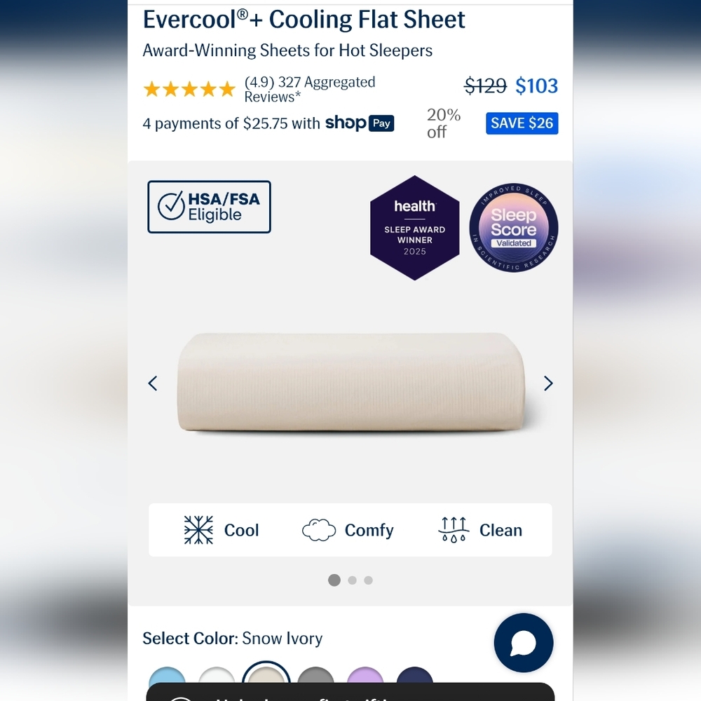 Rest Evercool+ Ivory Cooling Fitted And Top Sheet